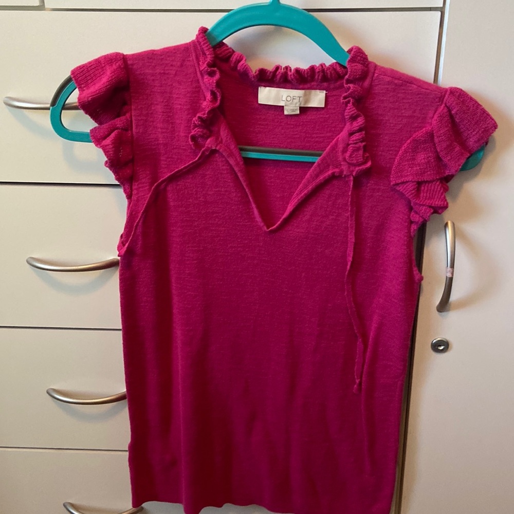 Pink ruffled tank top